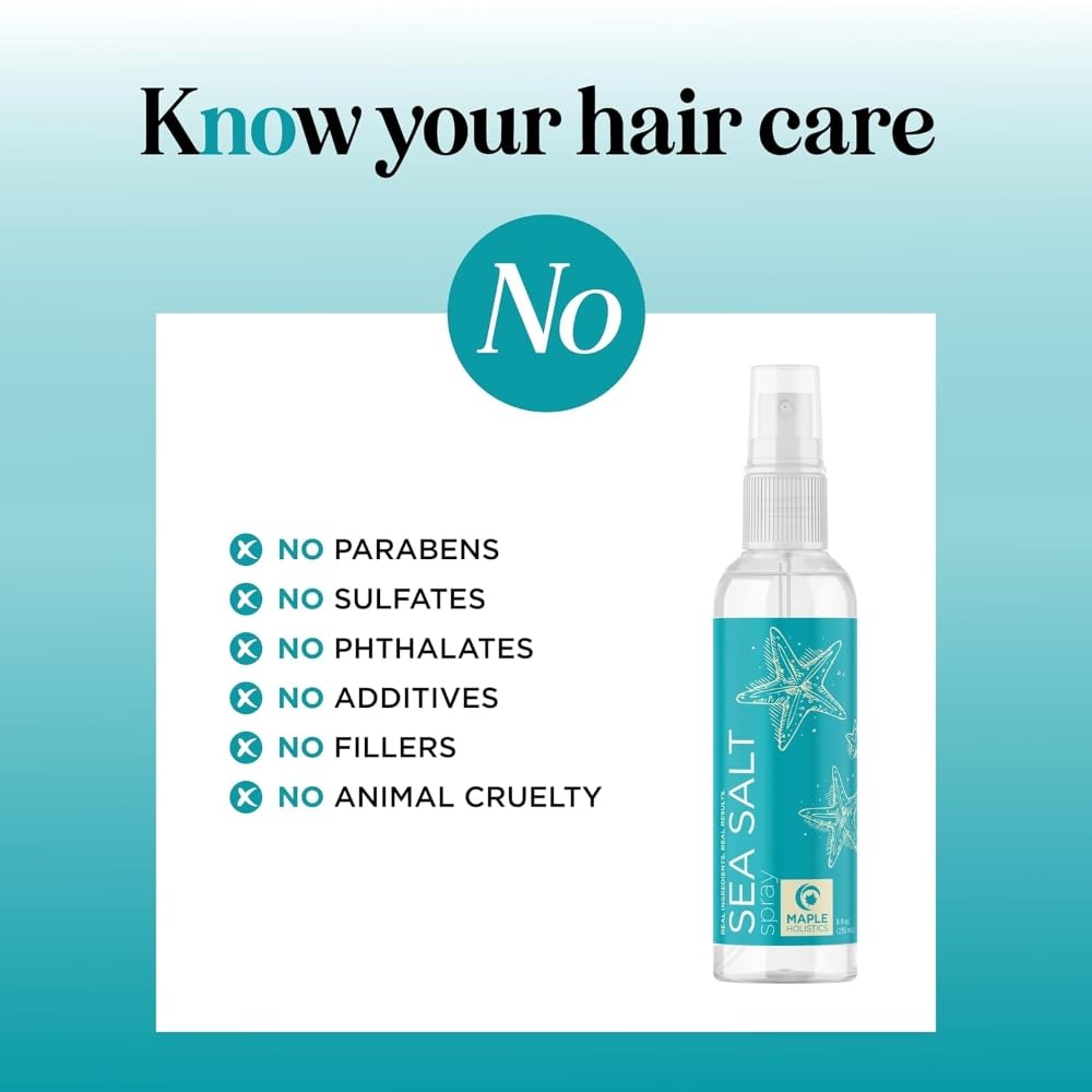 Model with beachy waves created using Maple Holistics spray showing natural volume