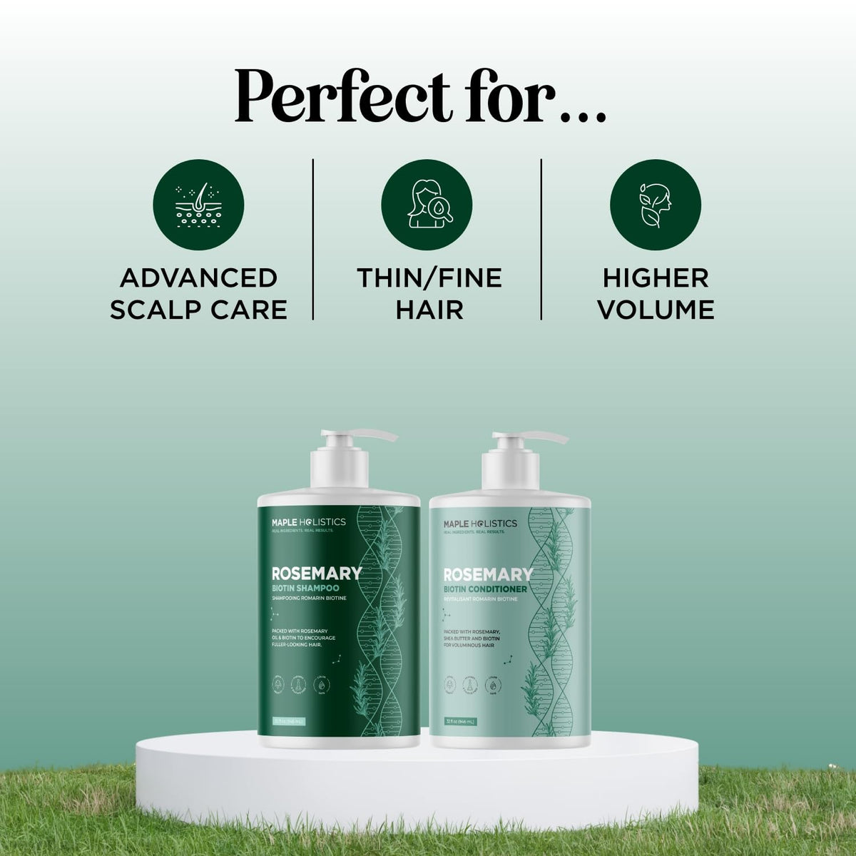 Maple Holistics set staged in bathroom illustrating everyday use and grooming benefit