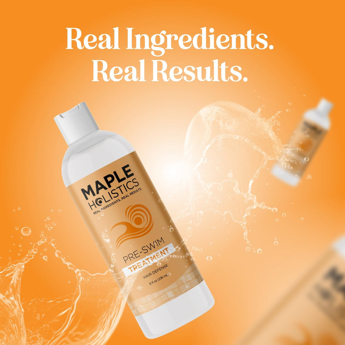 Maple Holistics spray applied by swimmer to shield hair during pool use