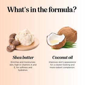 Maple Holistics ingredient label closeup showcasing shea butter and natural oils