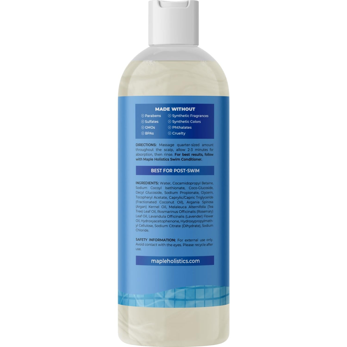 Maple Holistics kid using shampoo poolside for gentle chlorine removal