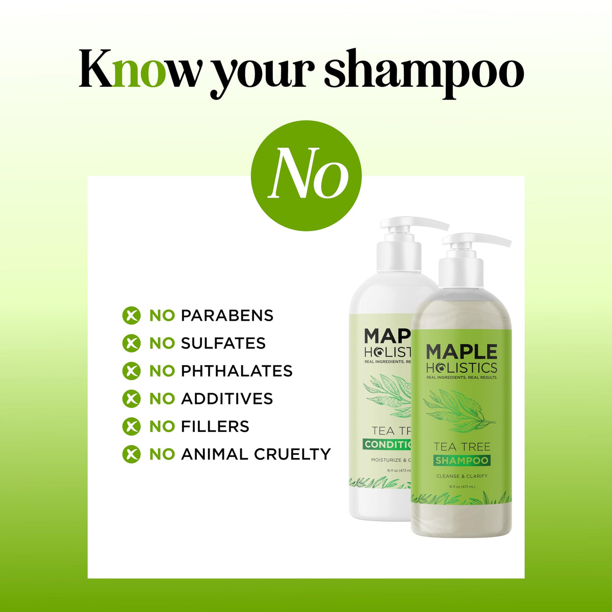 Maple Holistics label ingredient list emphasizing clean formulation
