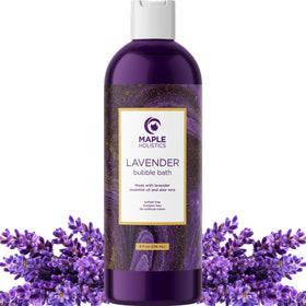 Maple Holistics front bottle view showing calming lavender and clean design