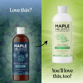 Maple Holistics bottle styled in bathroom to show everyday use and aesthetic benefit