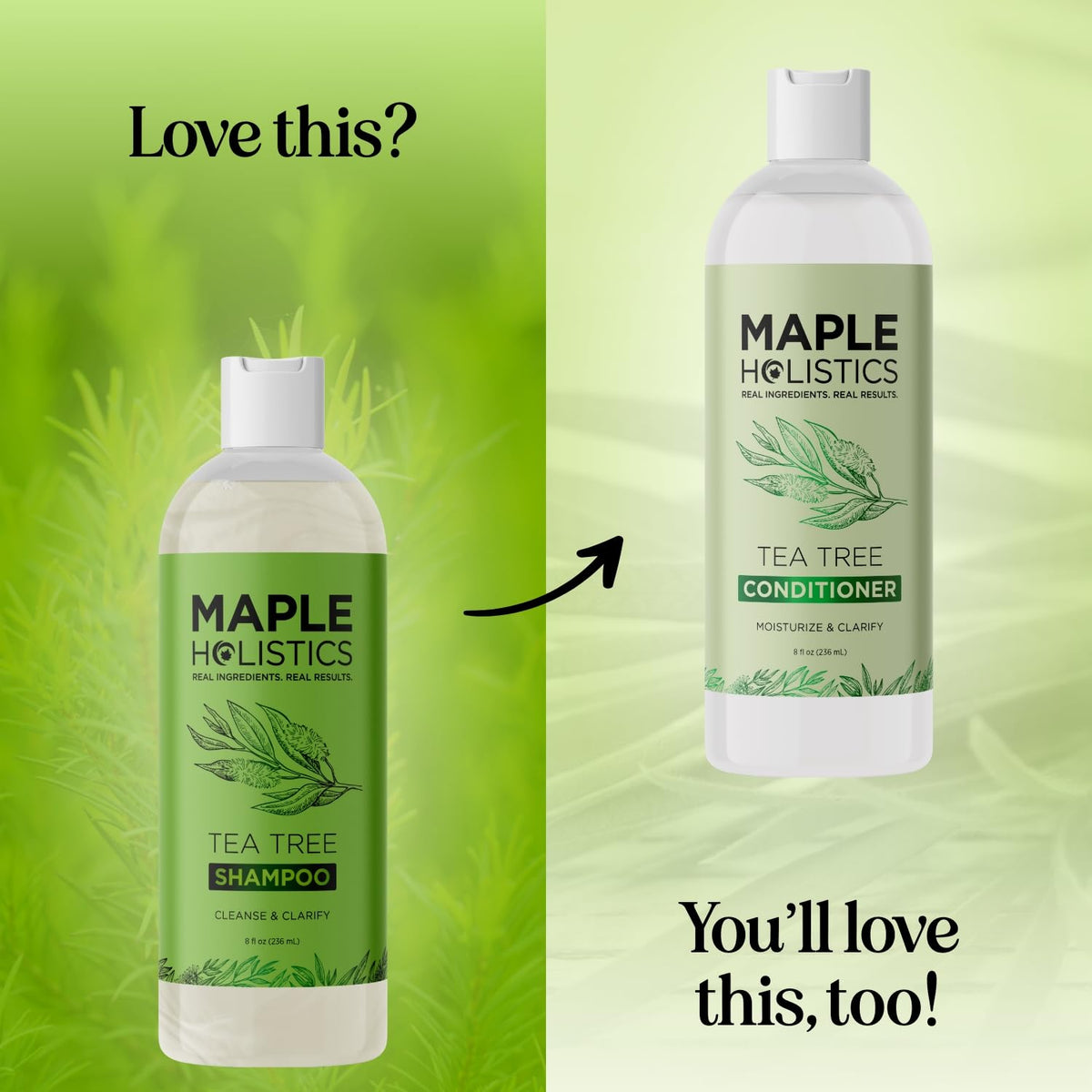 Maple Holistics bottle on bathroom shelf indicating daily routine