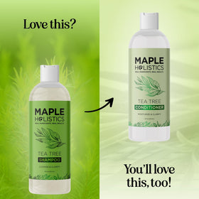 Maple Holistics bottle on bathroom shelf indicating daily routine