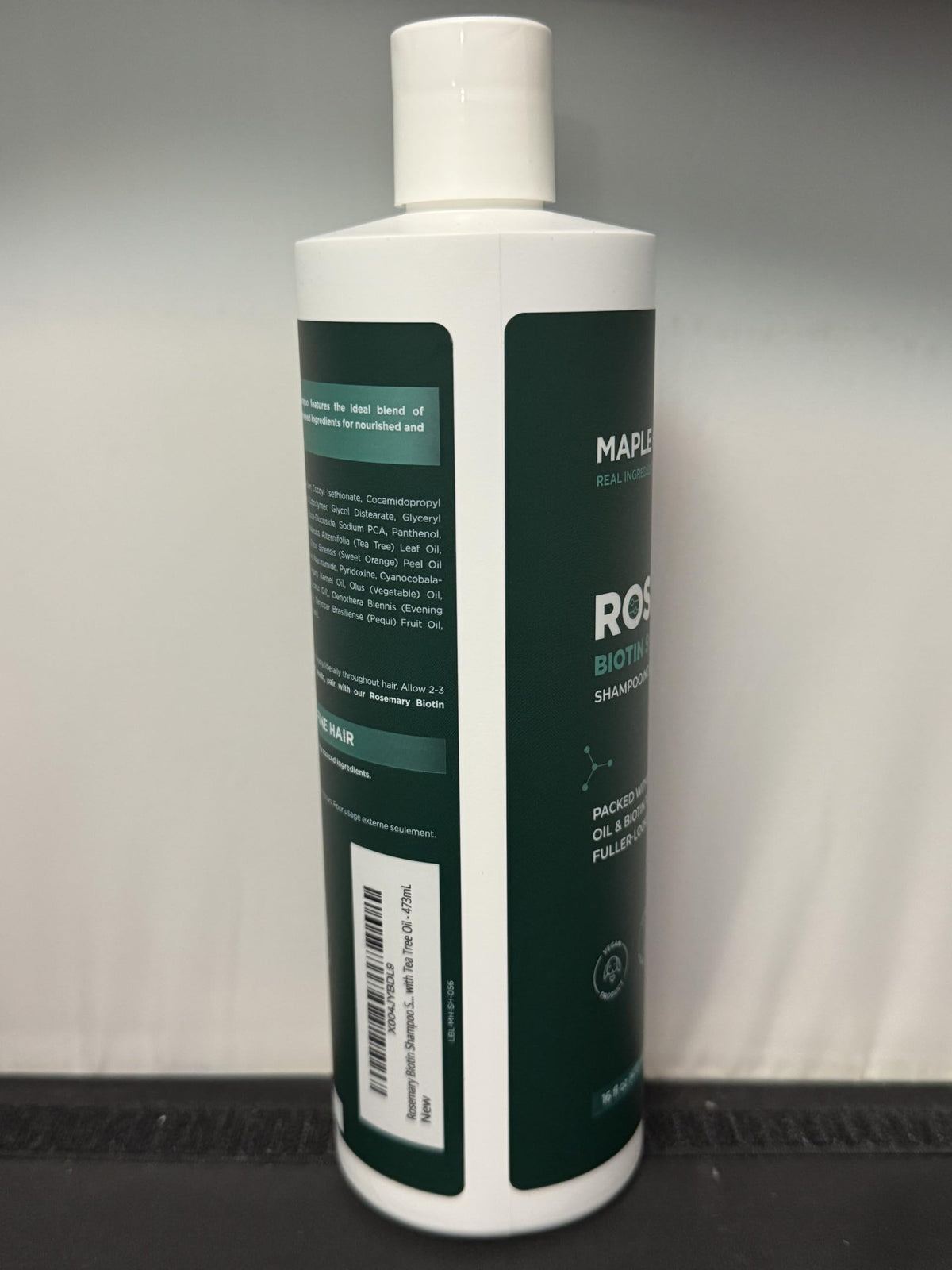 Maple Holistics on bathroom shelf in lifestyle scene suggesting daily routine
