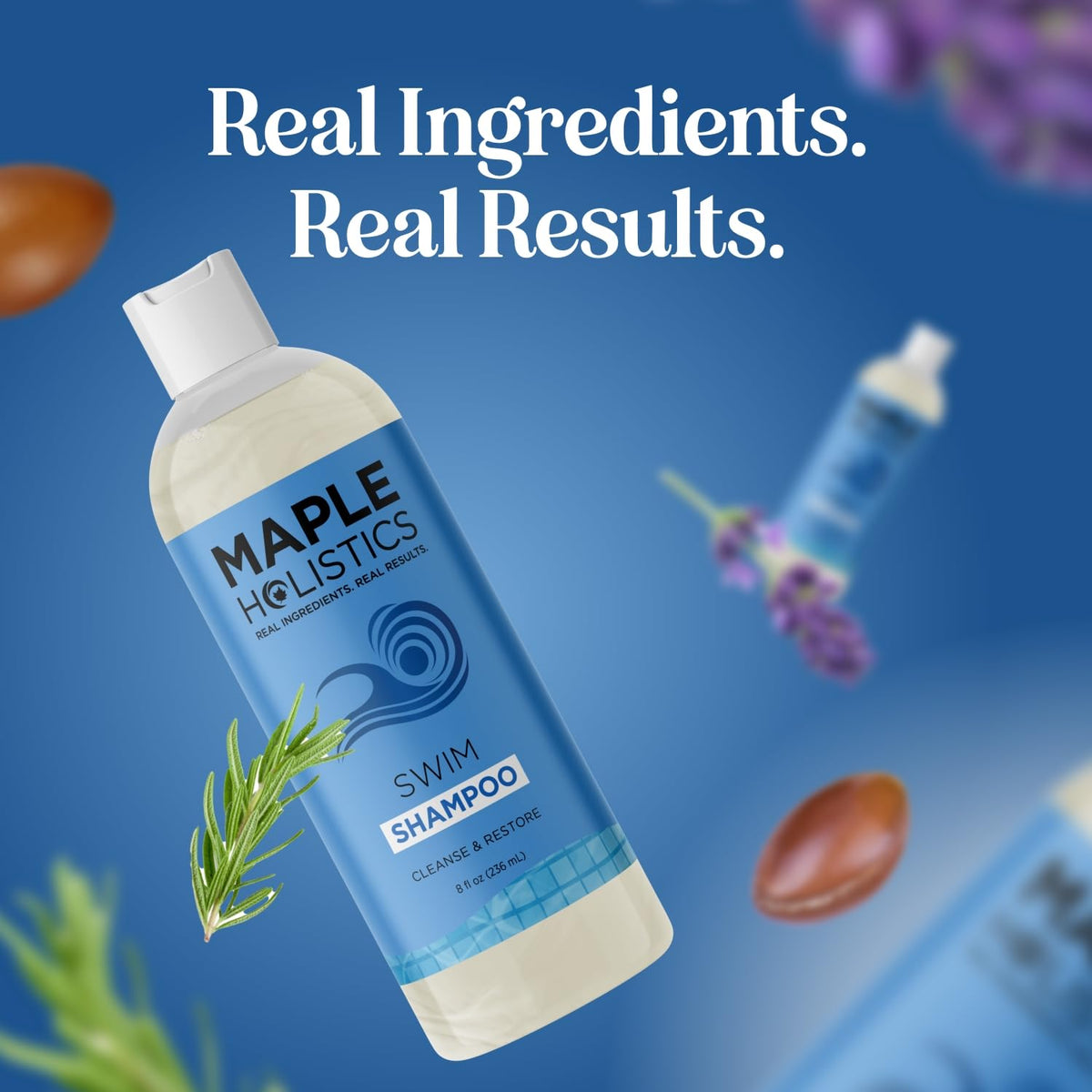 Maple Holistics shampoo packed inside a summer bag ready for travel