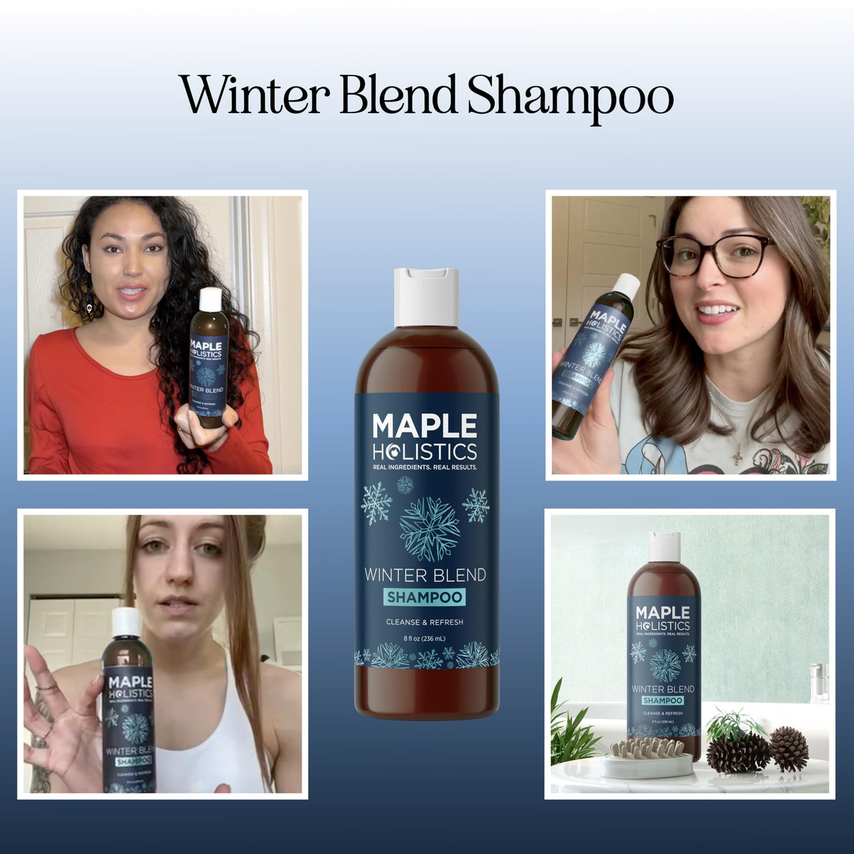Maple Holistics shampoo texture pouring to show consistency and easy application benefit