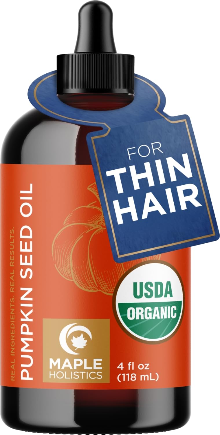 Maple Holistics front bottle view showing organic label and lightweight oil benefit