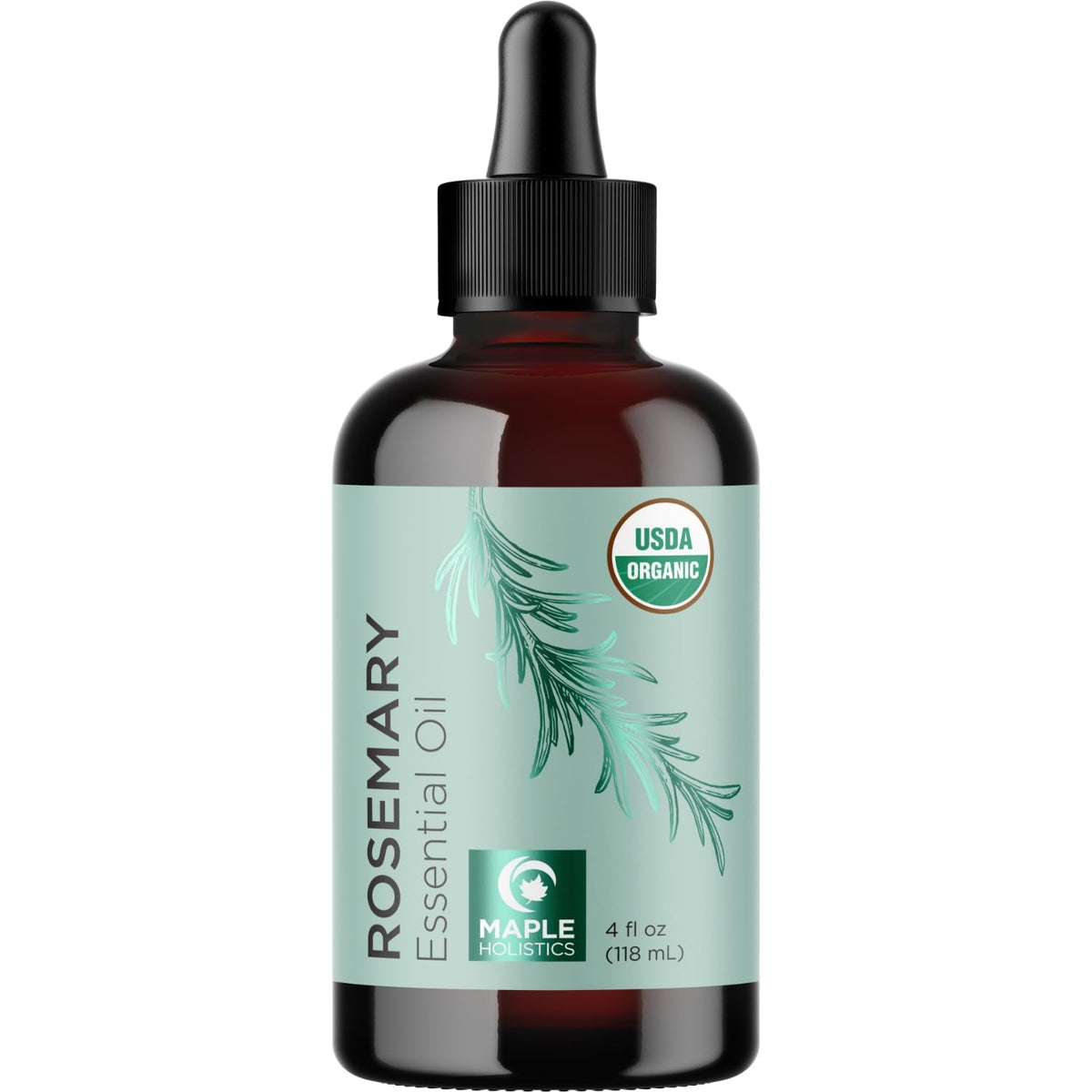 Maple Holistics rosemary oil staged with hairbrush and towel for scalp care benefits