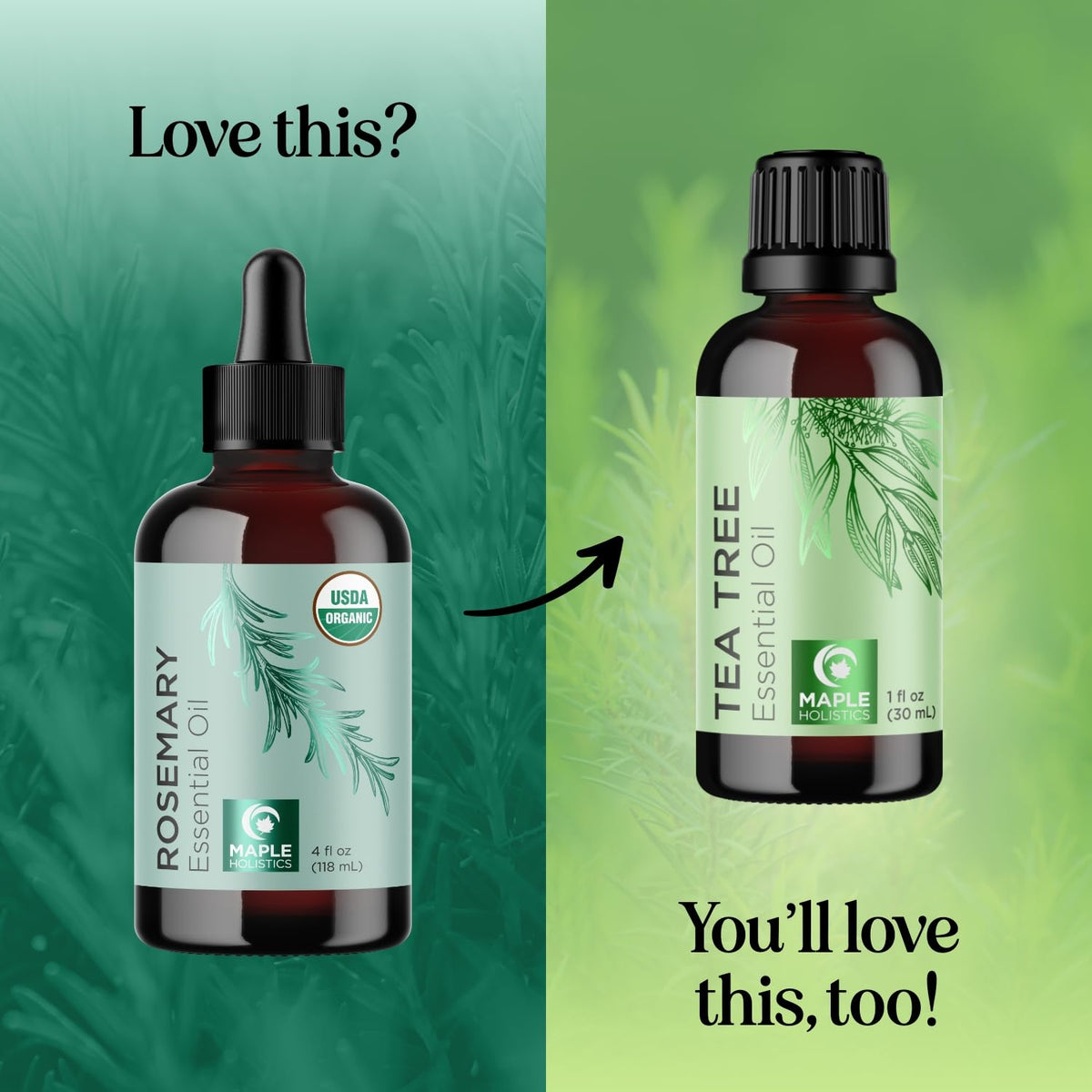 Maple Holistics bottle beside common objects showing extra-large size and value