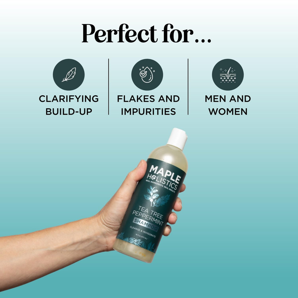Maple Holistics scalp massage application showing targeted cleansing and soothing effect