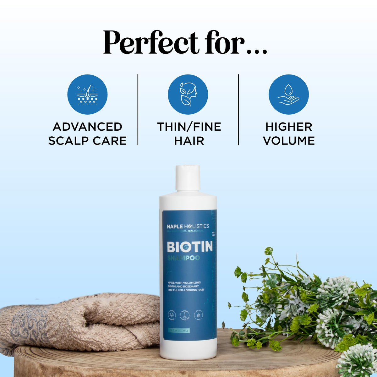 Maple Holistics shampoo in hand application showing controlled dosing