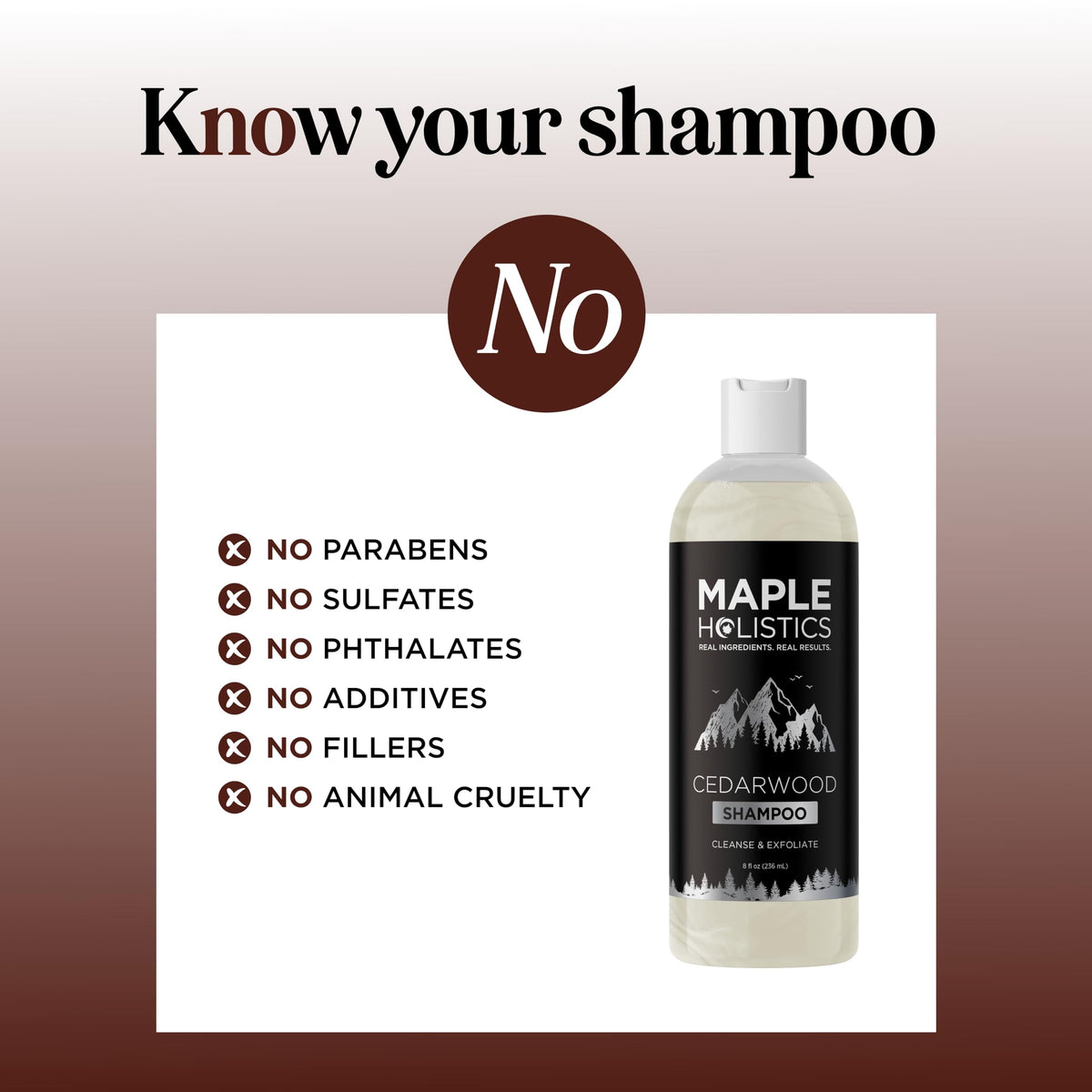 Maple Holistics shampoo in hand being dispensed demonstrating controlled usage