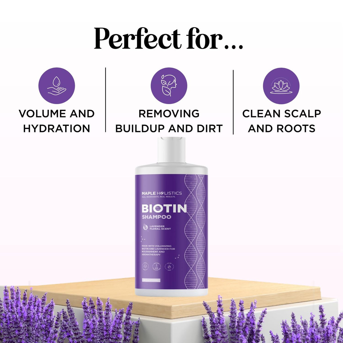 Maple Holistics shampoo in hand demonstrating lightweight consistency
