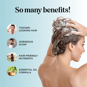 Maple Holistics shampoo texture poured to show lightweight, non-greasy feel