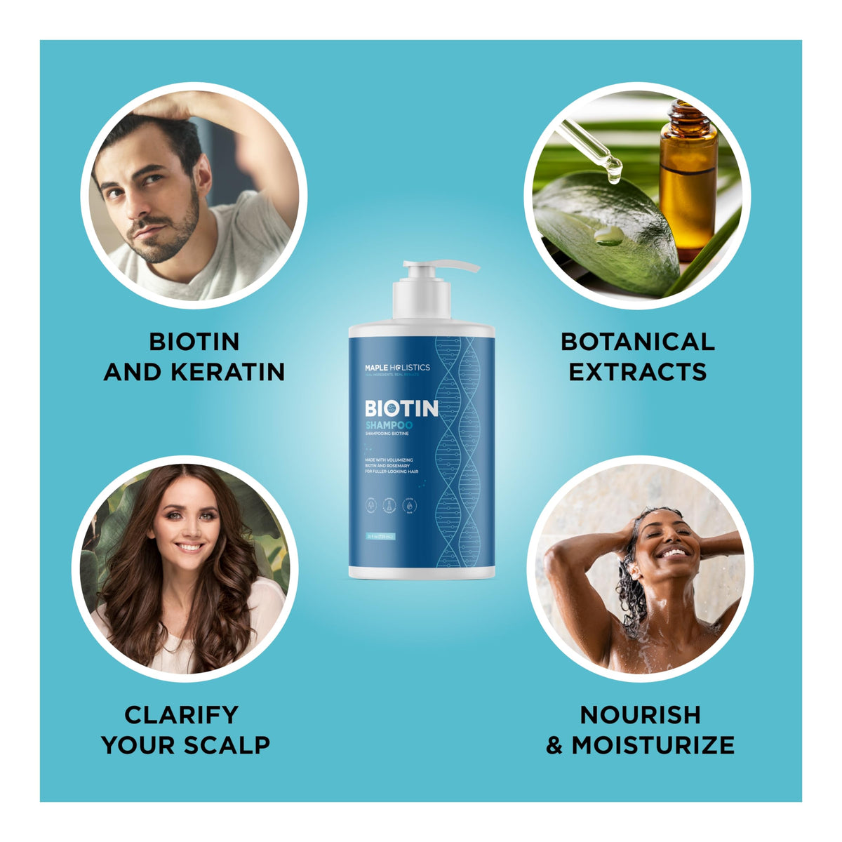 Maple Holistics dispensing shampoo from pump for easy shower use