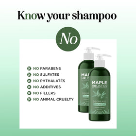 Maple Holistics scalp lather detail showing deep-cleansing and buildup removal benefit