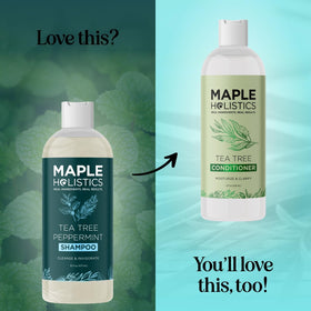 Maple Holistics 16oz bottle next to common items for clear size reference