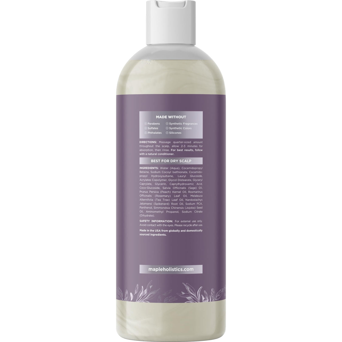 Maple Holistics bottle next to hand for size and scale convenience