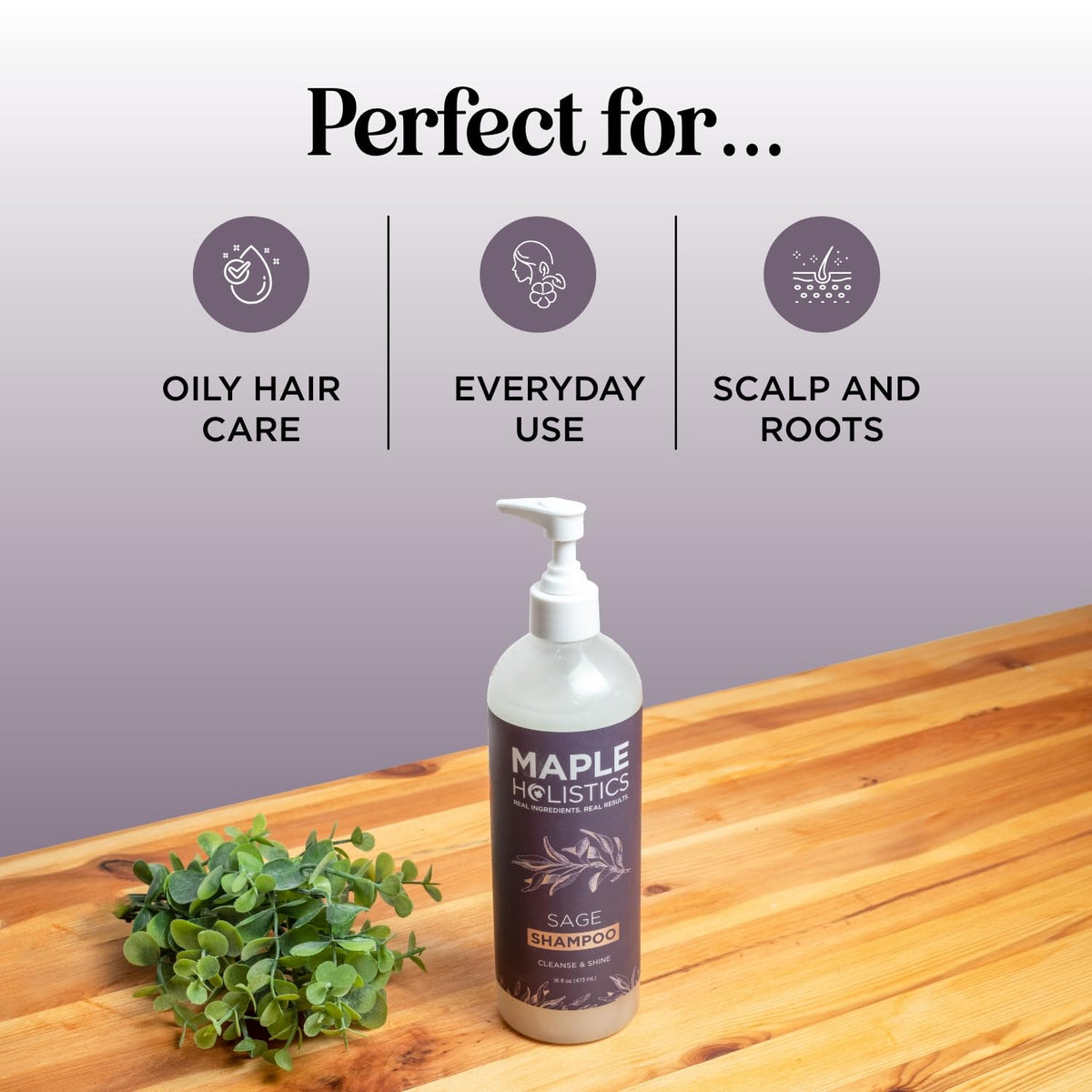 Maple Holistics bottle held in hand to show size and portability
