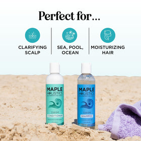Maple Holistics bottles in hand showing scale and travel-friendly sizing