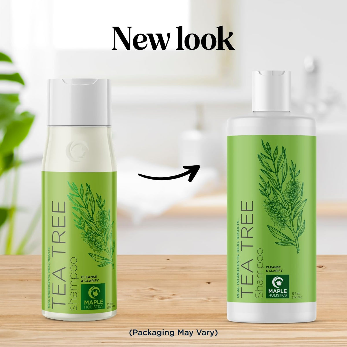 Maple Holistics 12 fl oz bottle beside ruler showing actual product size