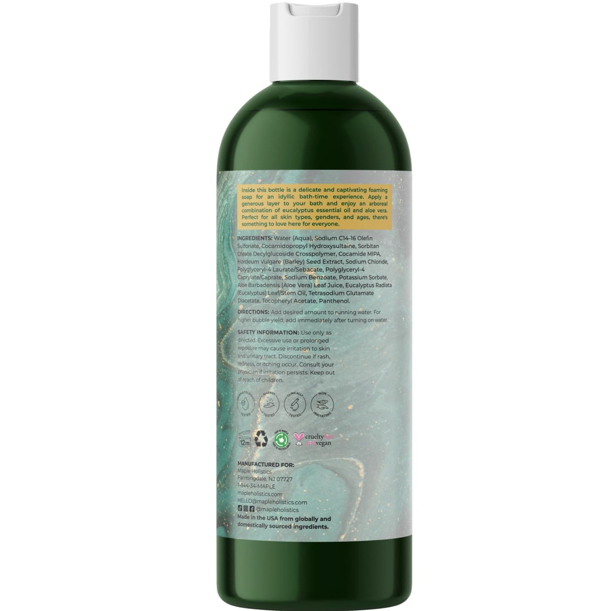Size comparison of Maple Holistics bottle beside a towel for scale and portability