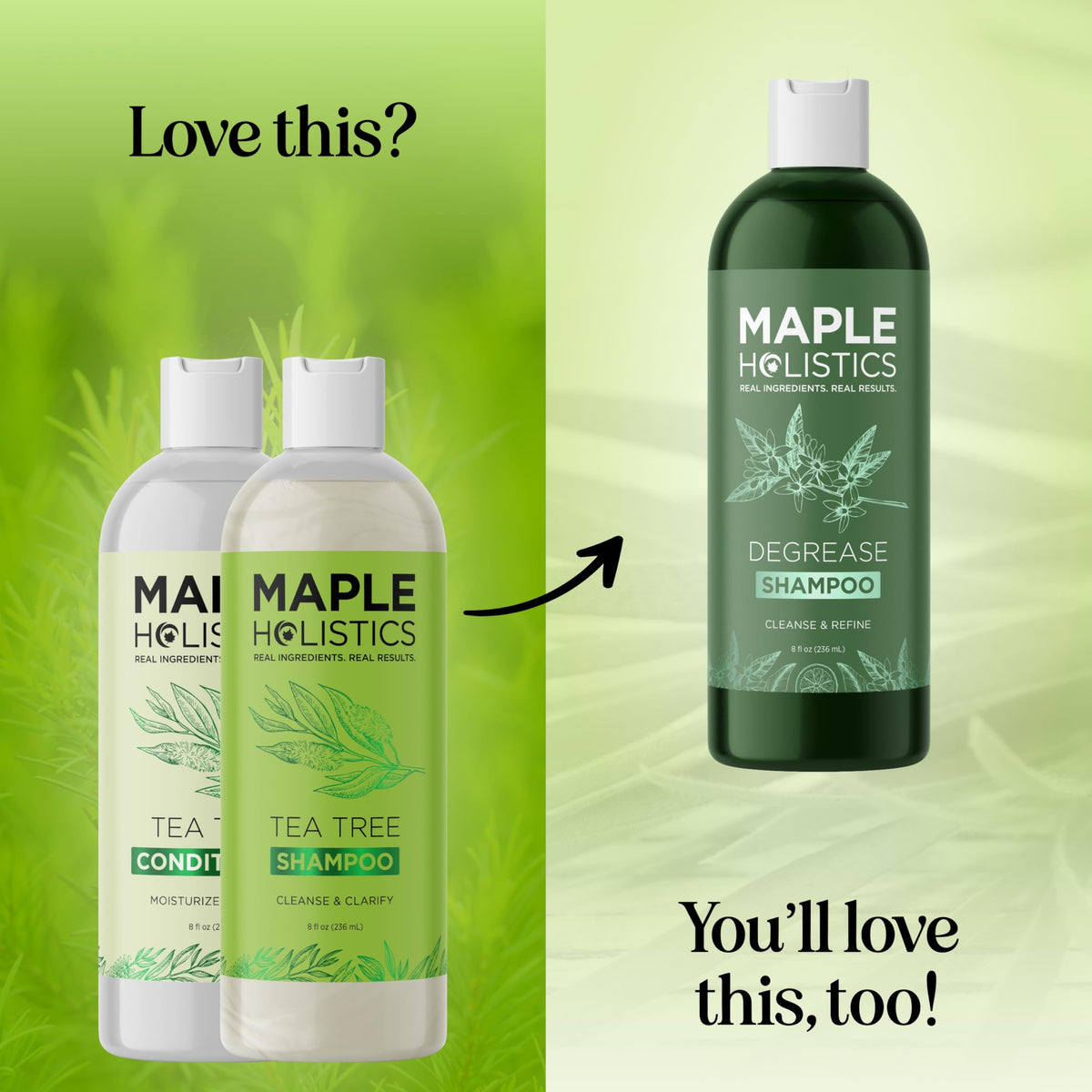 Maple Holistics sulfate-free label focusing on clean formula advantage