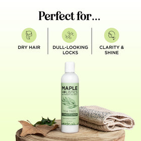 Maple Holistics bottle next to ruler showing product size for travel convenience
