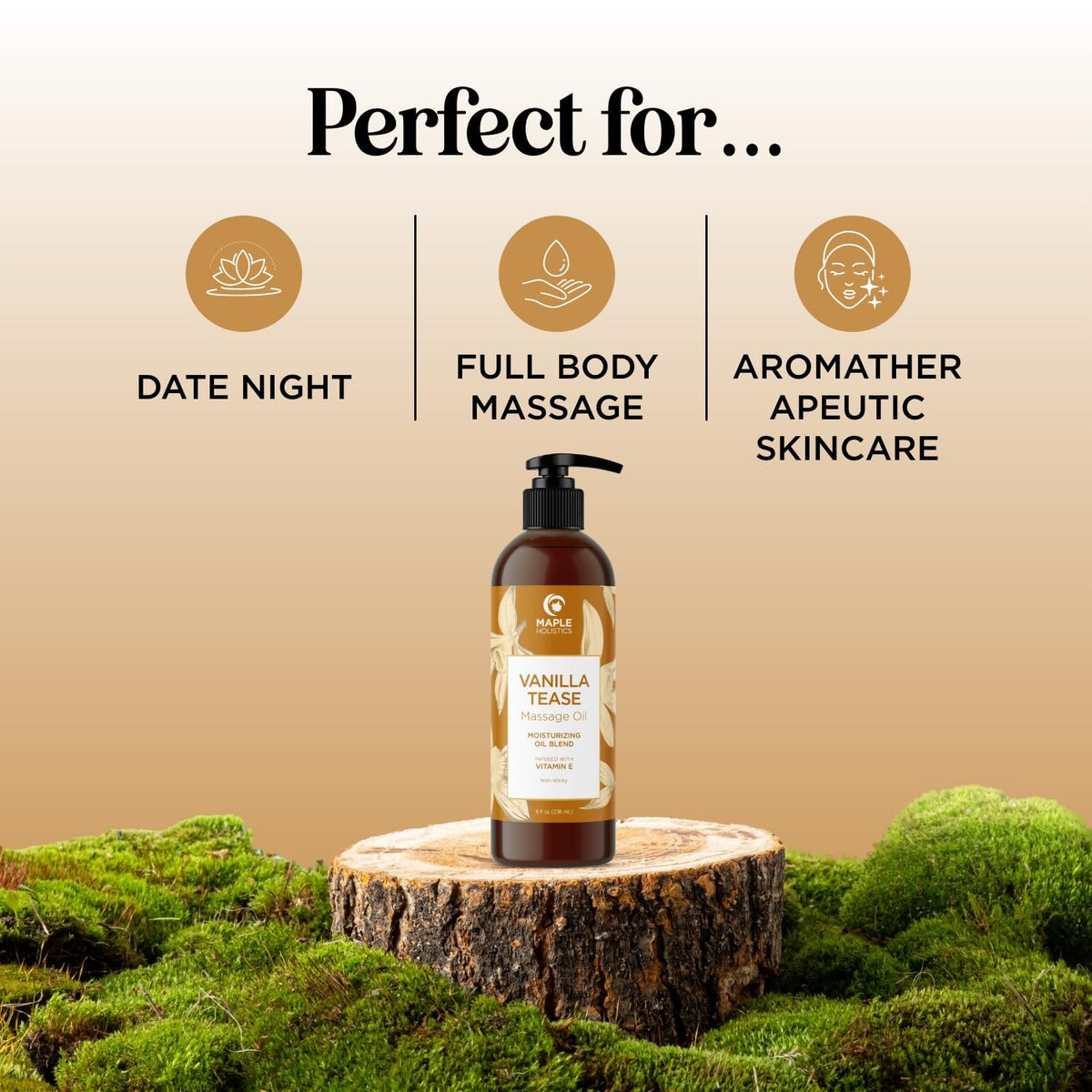 Maple Holistics close-up texture of oil highlighting smooth glide and skin hydration