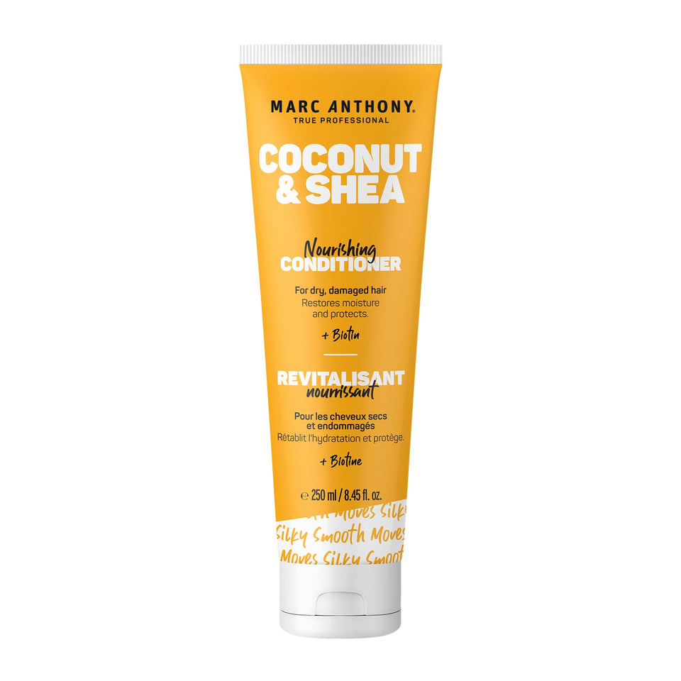 Marc Anthony front bottle showing coconut and shea branding and benefits