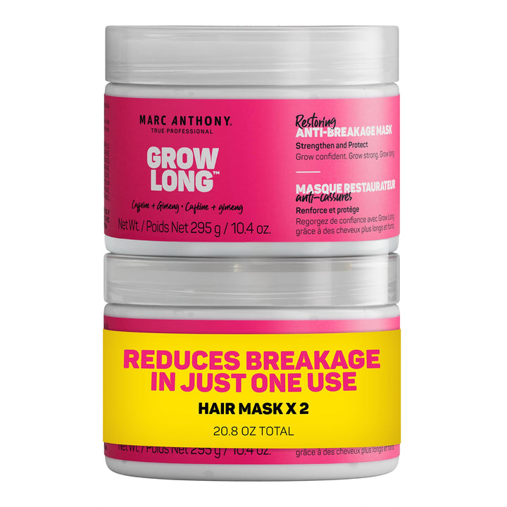 Marc Anthony front packaging of grow long mask showing product benefit and size