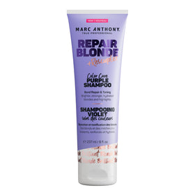 Marc Anthony front packaging showing purple shampoo for brass control