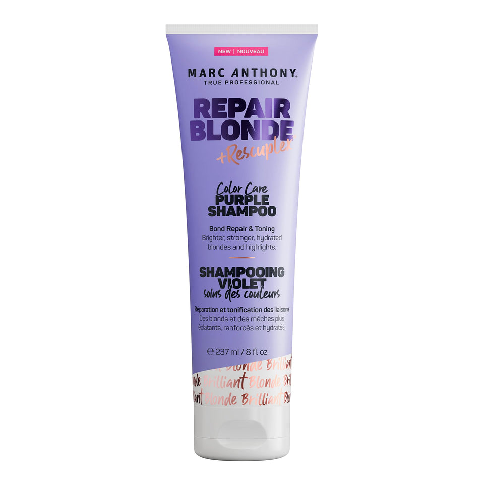 Marc Anthony front packaging showing purple shampoo for brass control