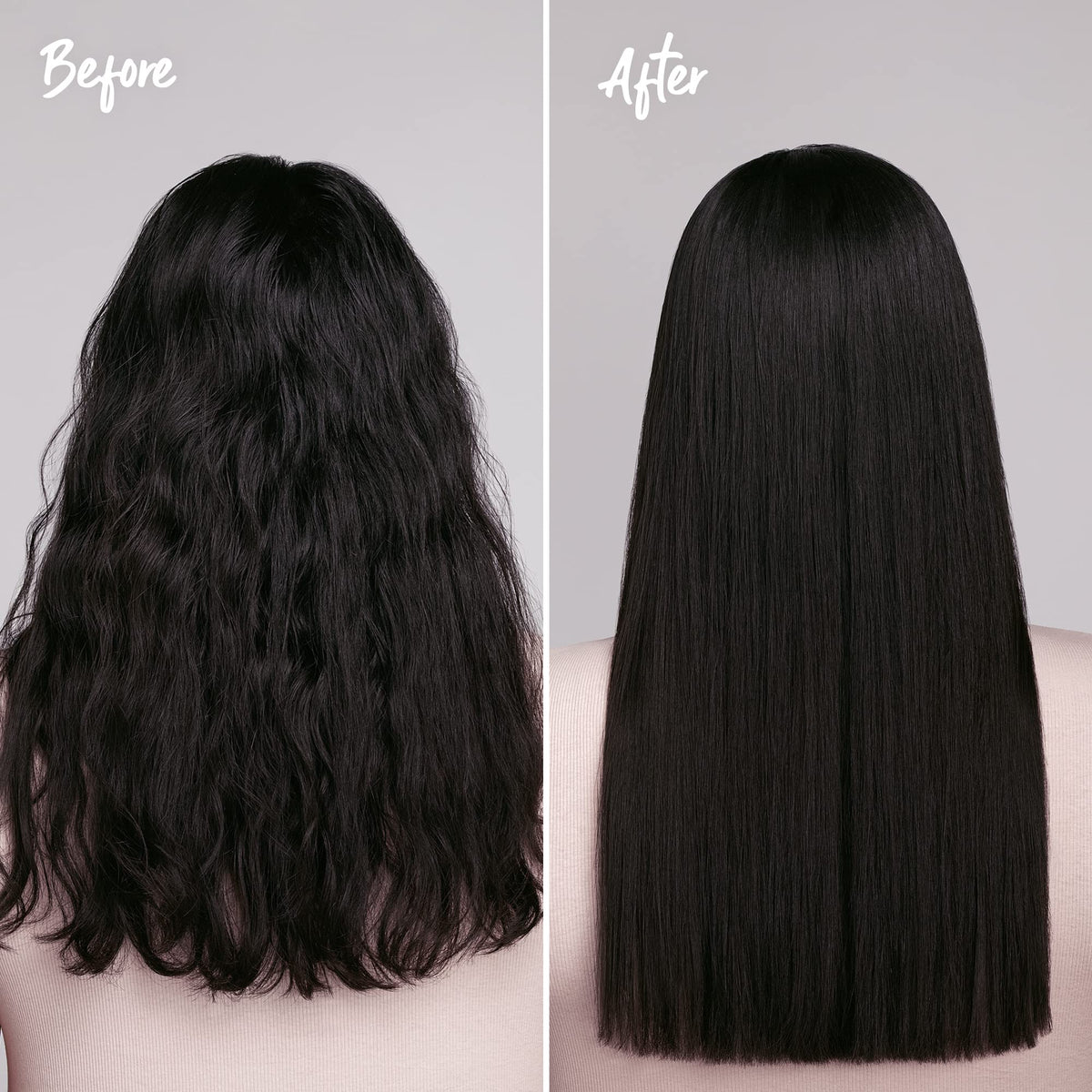 Marc Anthony visible smoother hair after use showing reduced frizz