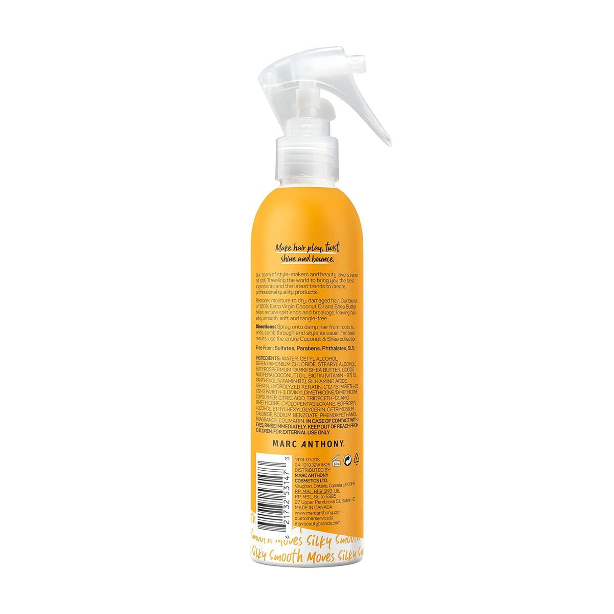 Marc Anthony spray mist in action on damp hair for easy detangling and styling