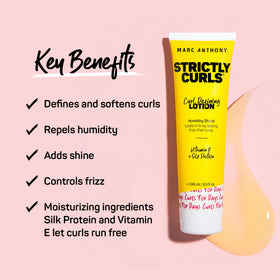Marc Anthony lotion pump dispensing creamy texture for lightweight curl control