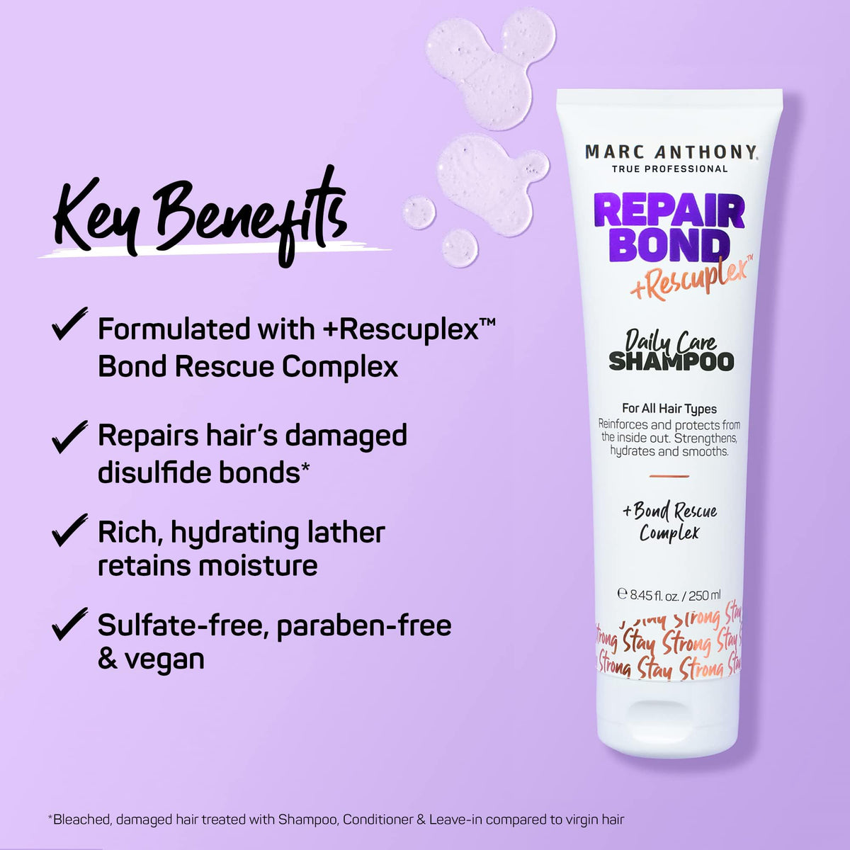 Marc Anthony wet hair before application showing prepping step for bond-repair treatment