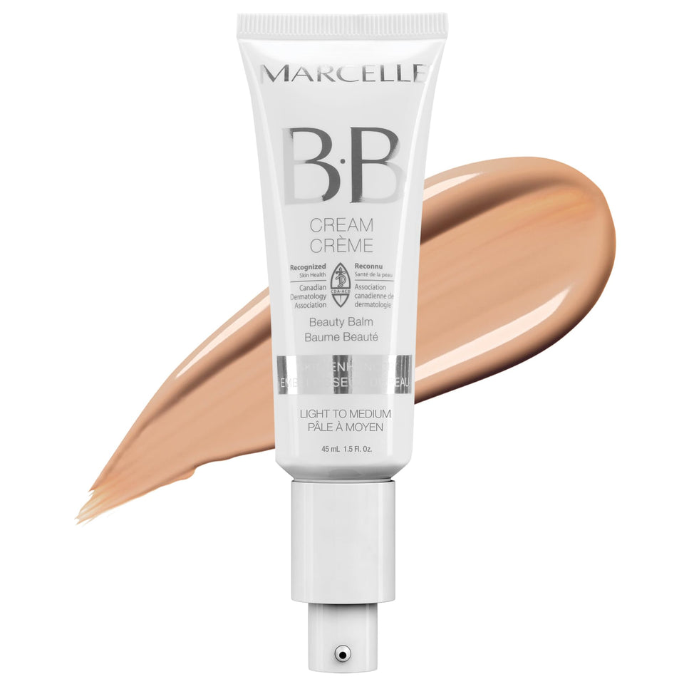 Marcelle BB Cream front tube showing packaging and product name for easy recognition and convenience