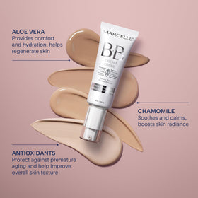 Marcelle BB Cream creamy texture swatch illustrating hydrating, lightweight finish and blendability
