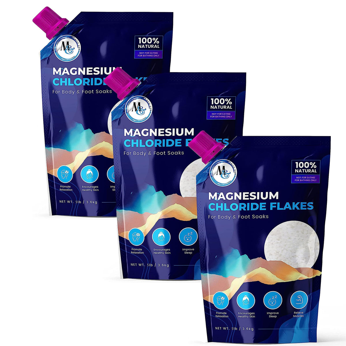 MARCO ESRA front packaging showing pure Dead Sea magnesium flakes for clean soaks