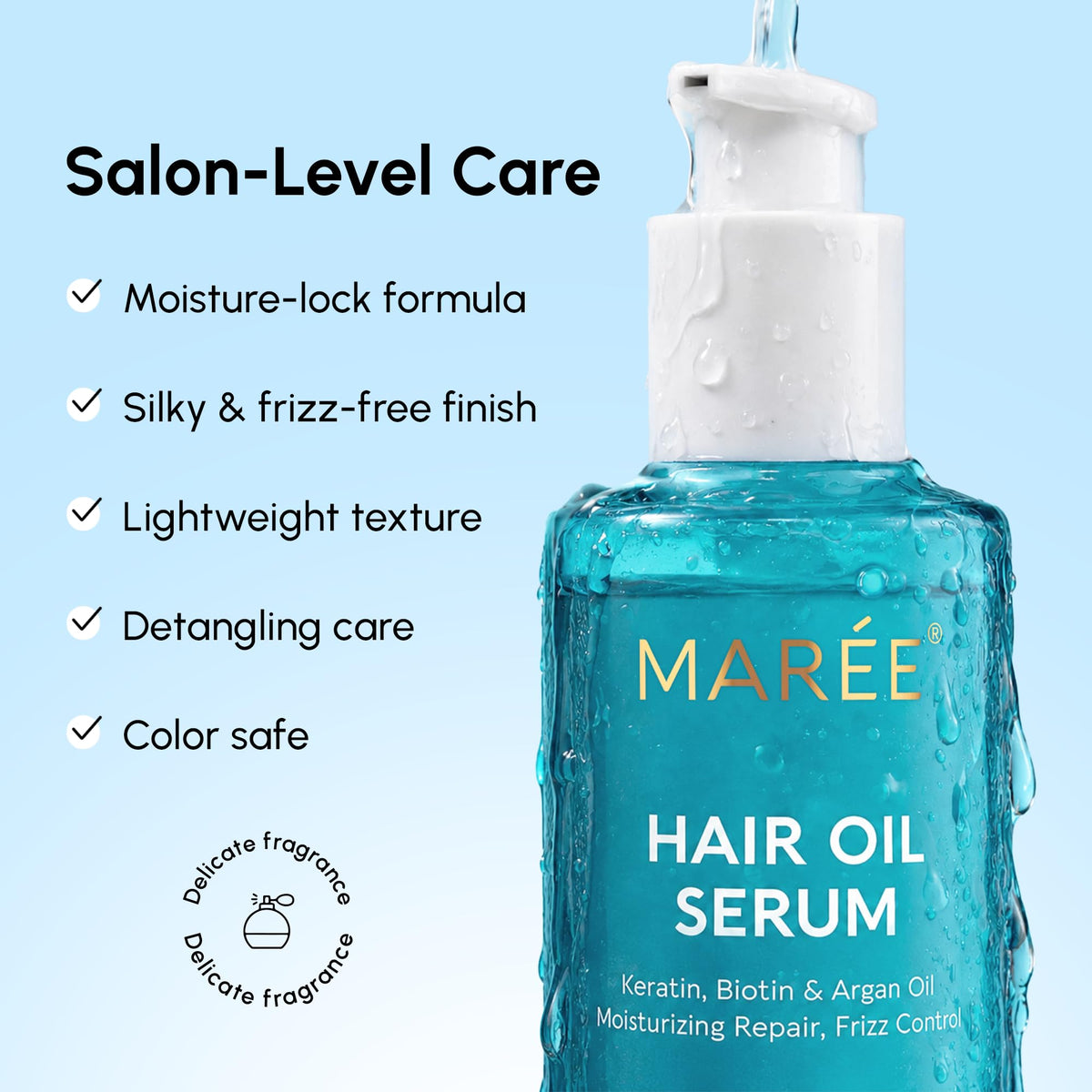 MAREE applied to damp hair demonstrating easier styling and detangling