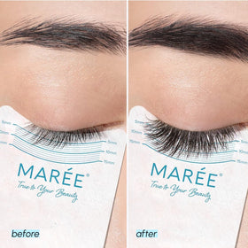 MAREE before and after lashes showing fuller, longer lash benefit
