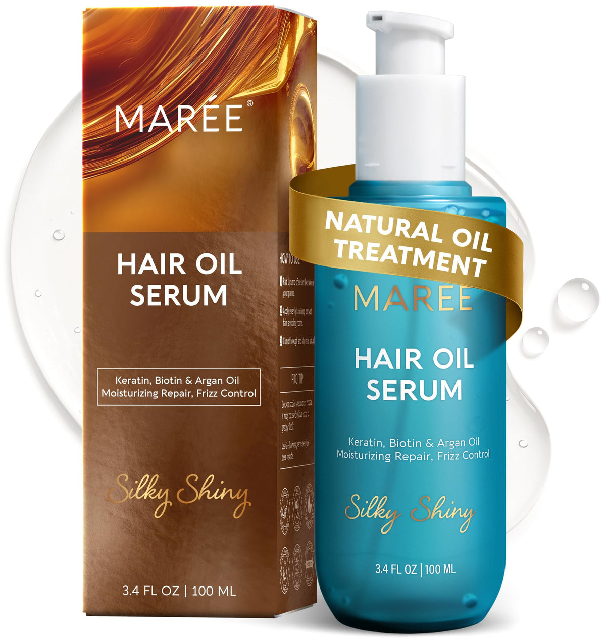 MAREE front bottle displaying product branding and sleek packaging benefit of clear identification