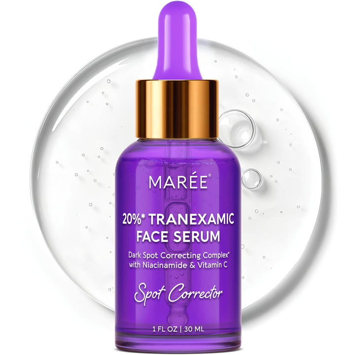 MAREE front packaging showing tranexamic serum and brightening benefit