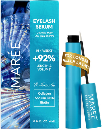 MAREE front tube showing label and benefit of longer lashes