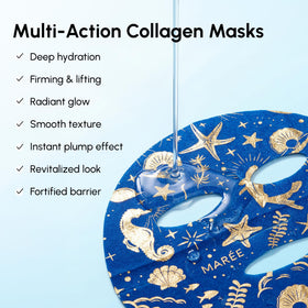 MAREE mask applied on model demonstrating even coverage and soothing effect