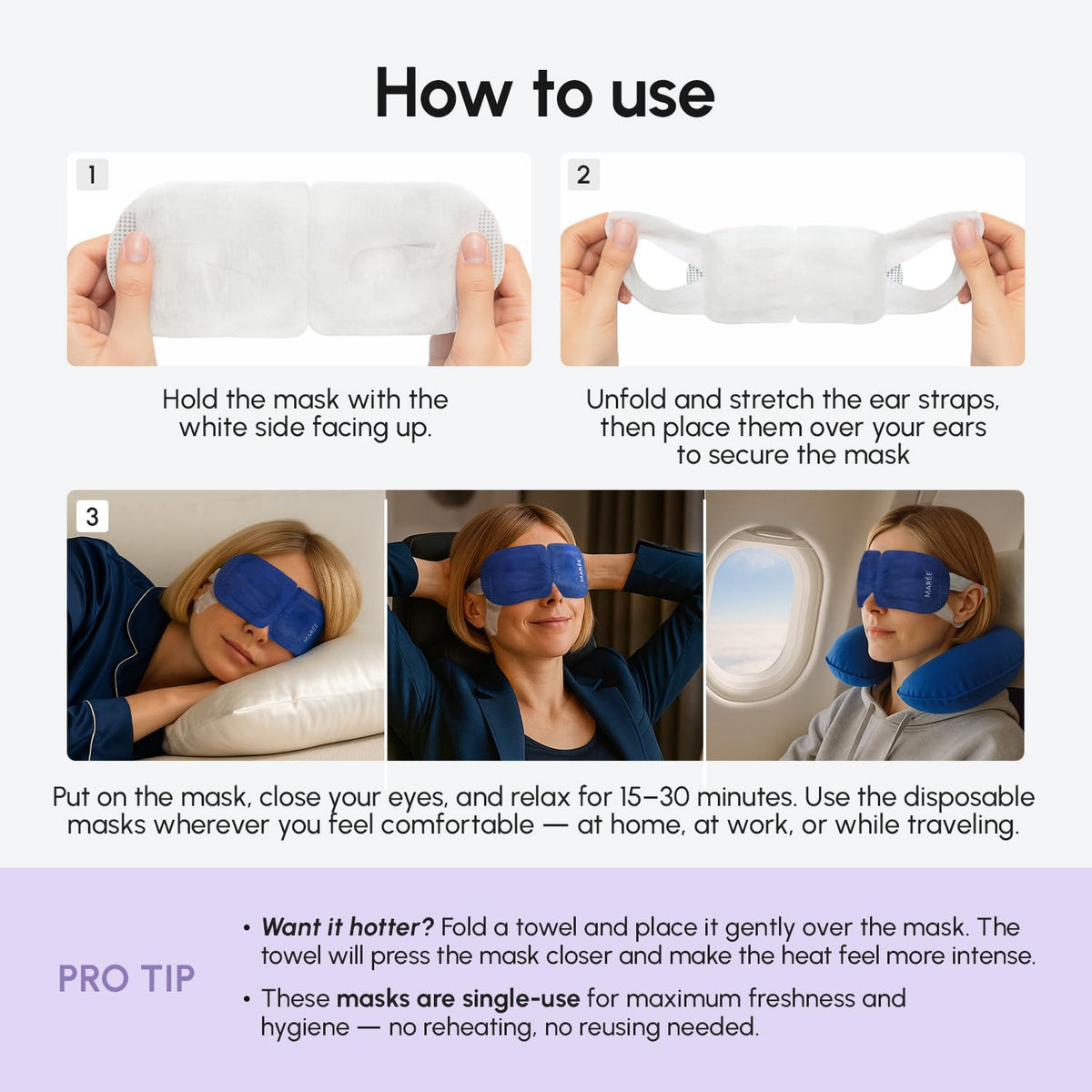 MAREE mask on nightstand suggesting bedtime routine and calming warmth